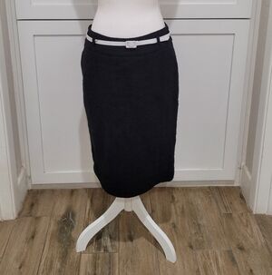 NWT WHBM Black Pencil Skirt w/ White Belt | Tailored Workwear | Size 8
